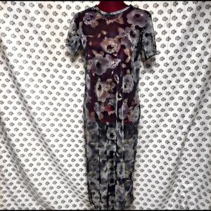 Teddi Black Blue Rose Mesh Dress